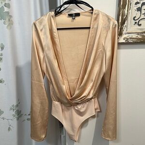 Missguided Satin Peach Bodysuit